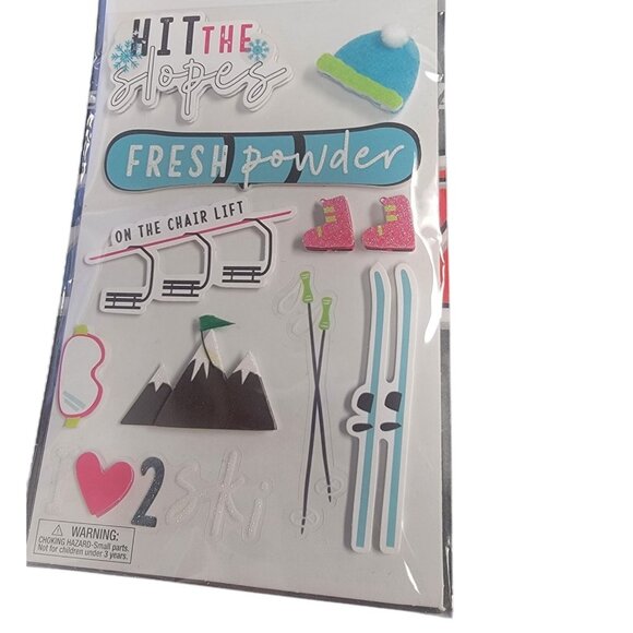 Winter Ski-Themed Dimensional Stickers  11 Pc Set  Scrapbooking & Crafts - Picture 1 of 1